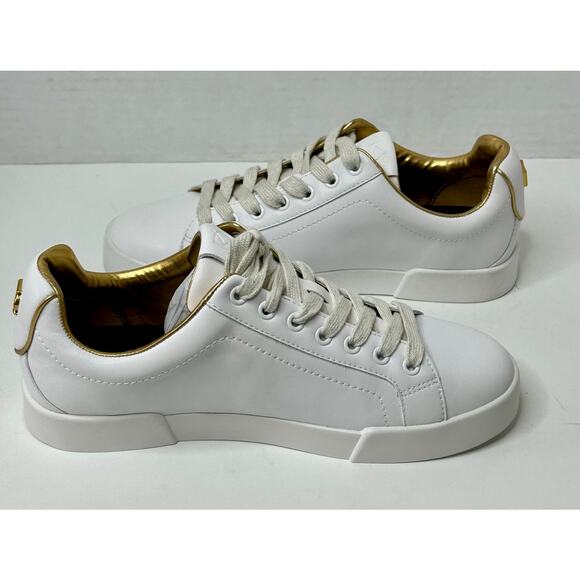 Donna Karan New York Women's Donna Lace Up Sneakers Shoes White/Gold Size 9.5M - Picture 3 of 8